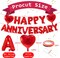 16" Red HAPPY ANNIVERSARY Letter Balloons with 18" Heart-Shaped Foil Balloons